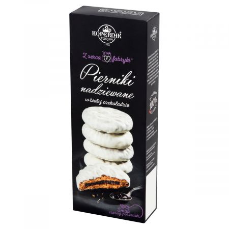 Pierniki nadziewane w białej czekoladzie smak czarnej porzeczki 150 g Kopernik