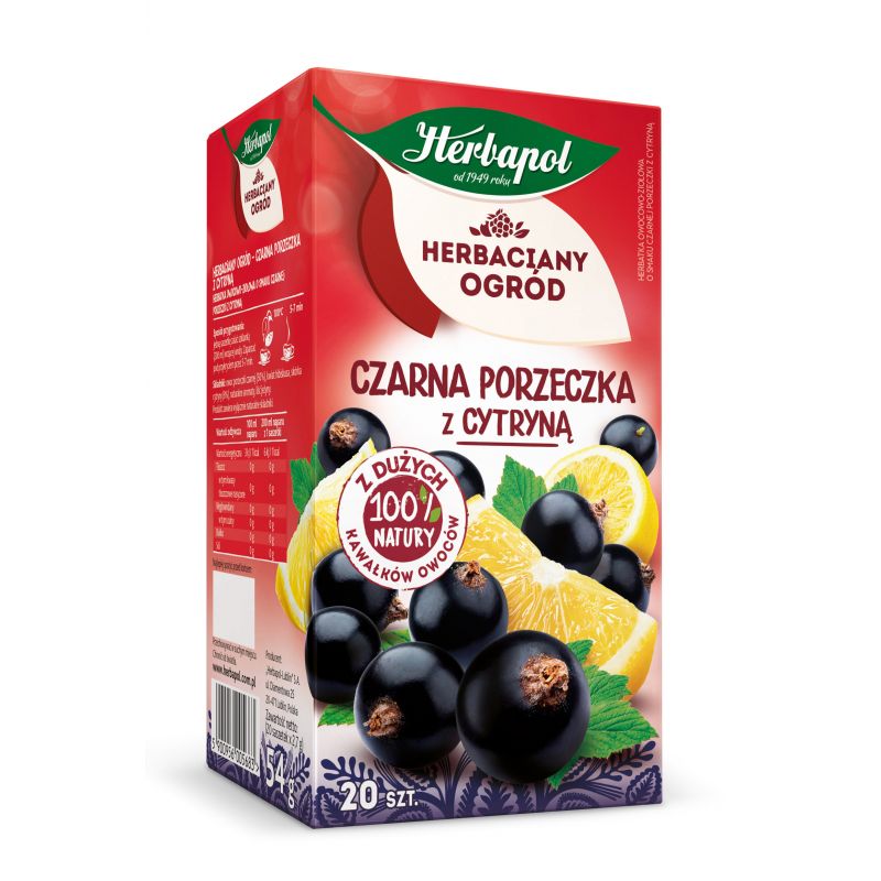Herbatka owocowo-ziołowa Czarna porzeczka z cytryną Herbaciany Ogród 20 x 2.7 g Herbapol