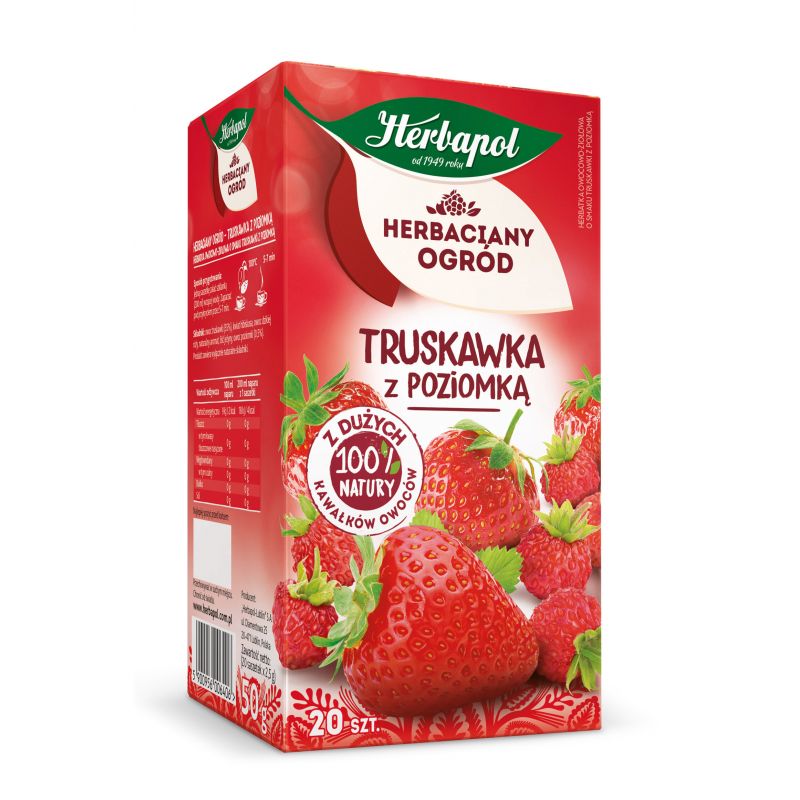 Herbatka owocowo-ziołowa Truskawka z poziomką Herbaciany Ogród 20 x 2,5 g Herbapol