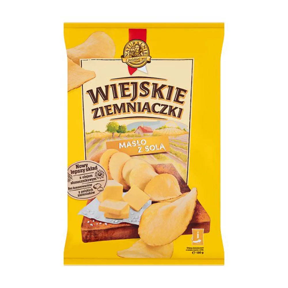 Chipsy Wiejskie Ziemniaczki o smaku masła z solą 130g Bahlsen Poznań