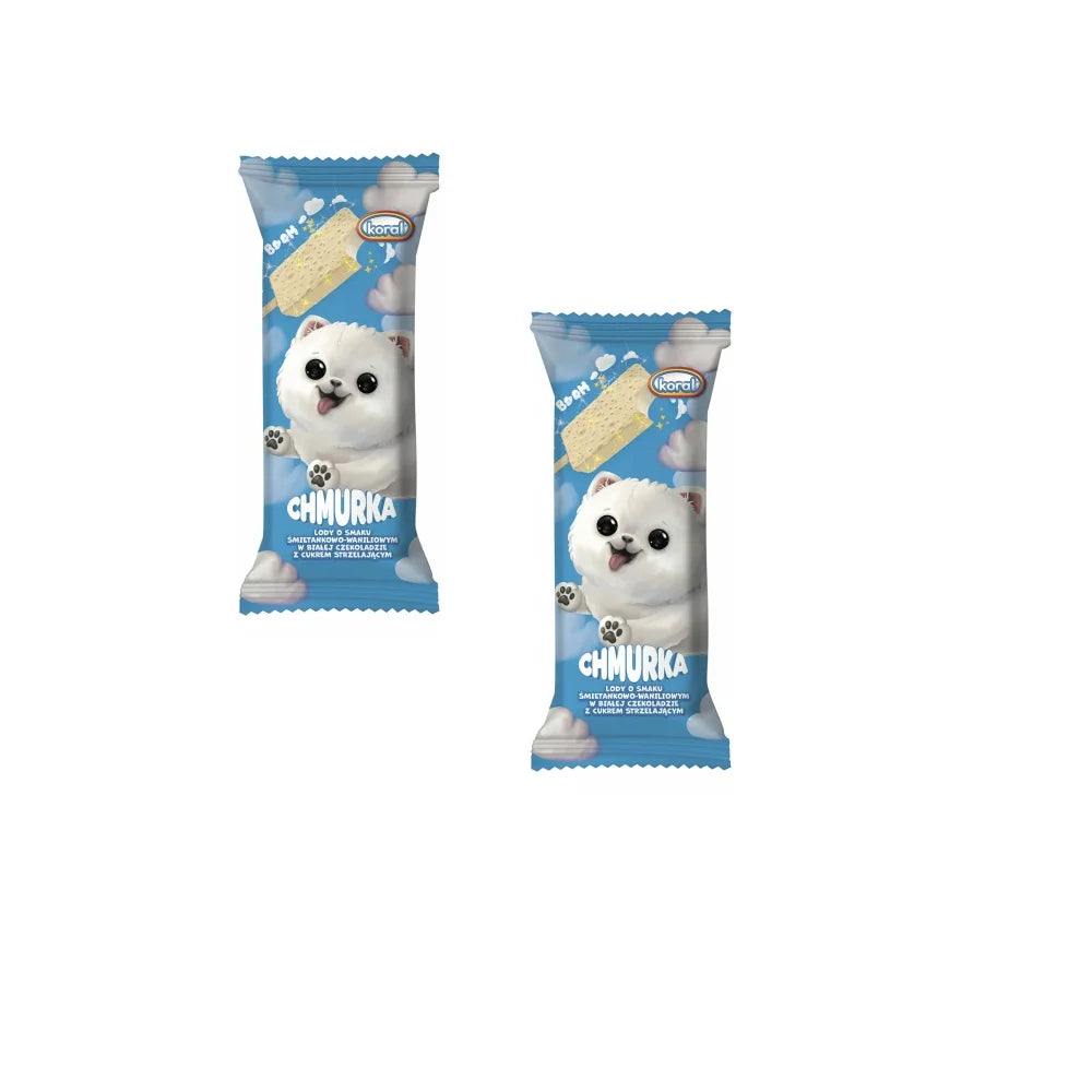 Lody Burza śmietankowo – waniliowe w białej polewie 90ml Koral