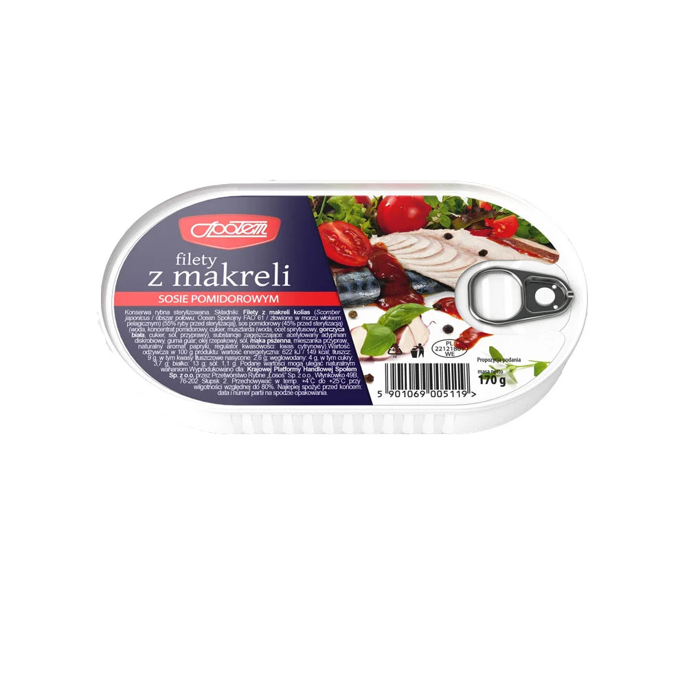 Filety z makreli w sosie pomidorowym 170g MW Społem