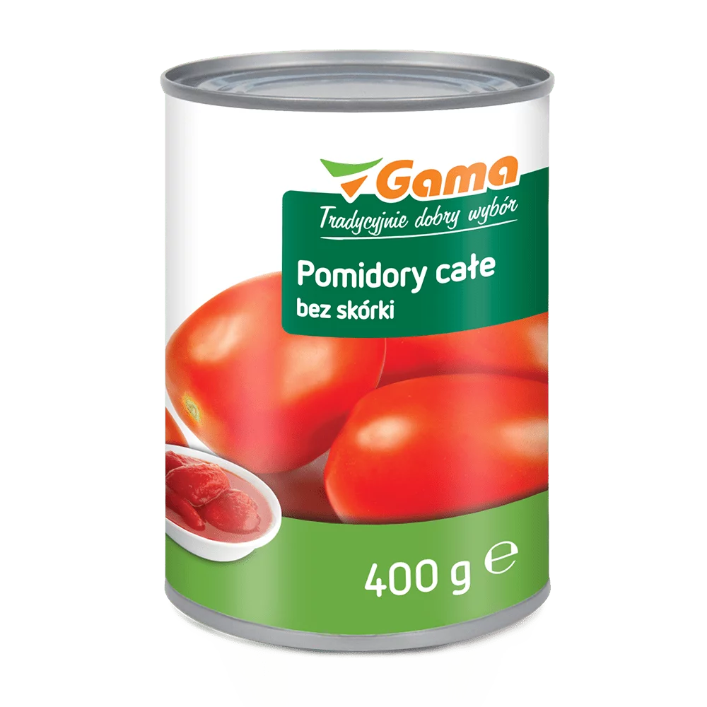 Pomidory całe bez skóry 400g Marka Własna Gama