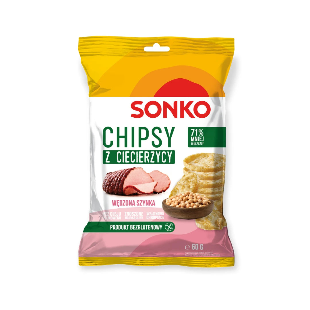 Chipsy z ciecierzycy o smaku szynki wędzonej 60g Sonko