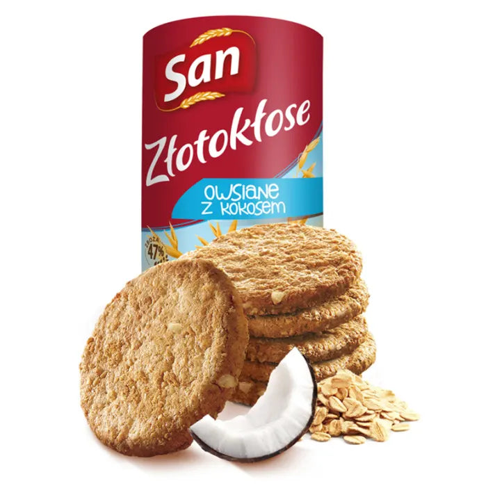 Ciastka Złotokłose owsiane z kokosem 215g San