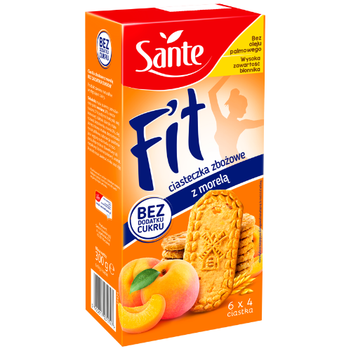 Ciasteczka śniadaniowe z morelą bez cukru 300 g Sante