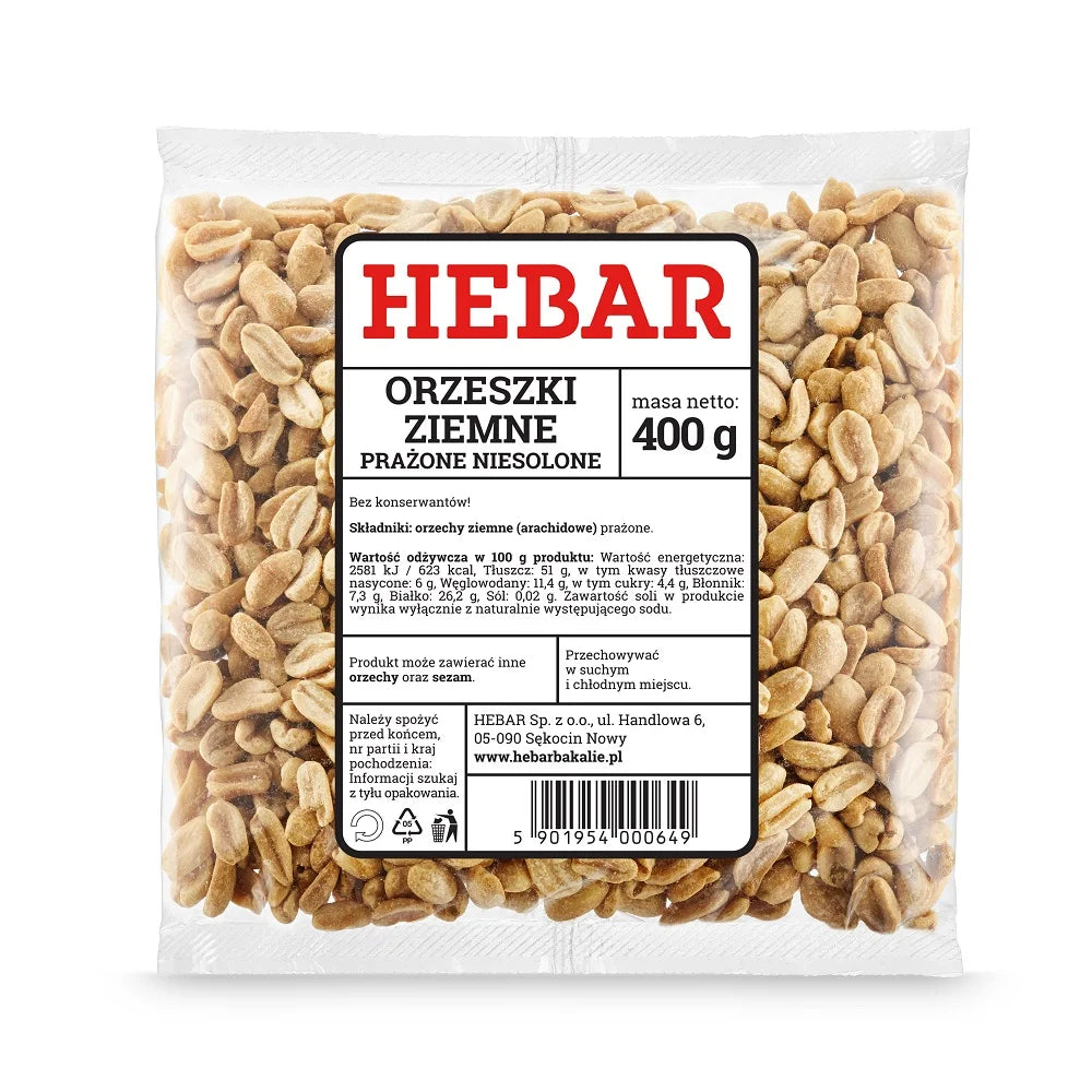 Orzeszki ziemne niesolone 400g Hebar