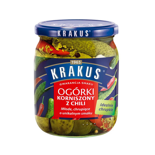 Ogórki korniszony z chili Krakus 500g Agros Nova