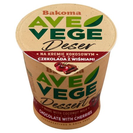 Ave Vege Deser na kremie kokosowym smak czekoladowo wiśniowy 150g Bakoma