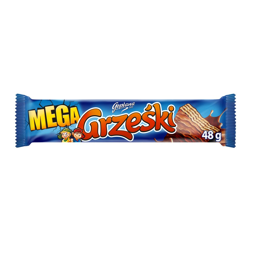 Wafel kakaowy Grześki mega w czekoladzie 48g Colian